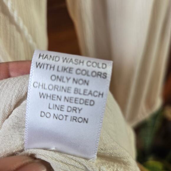 Krazy Kat Womens Ivory Floral Crochet Blouse L Tassels Boho Cottage Prairie - Picture 8 of 11